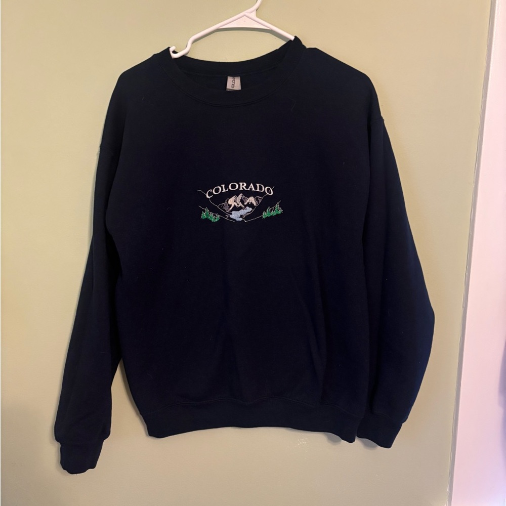 Gildan Navy Colorado Graphic Crewneck Sweater